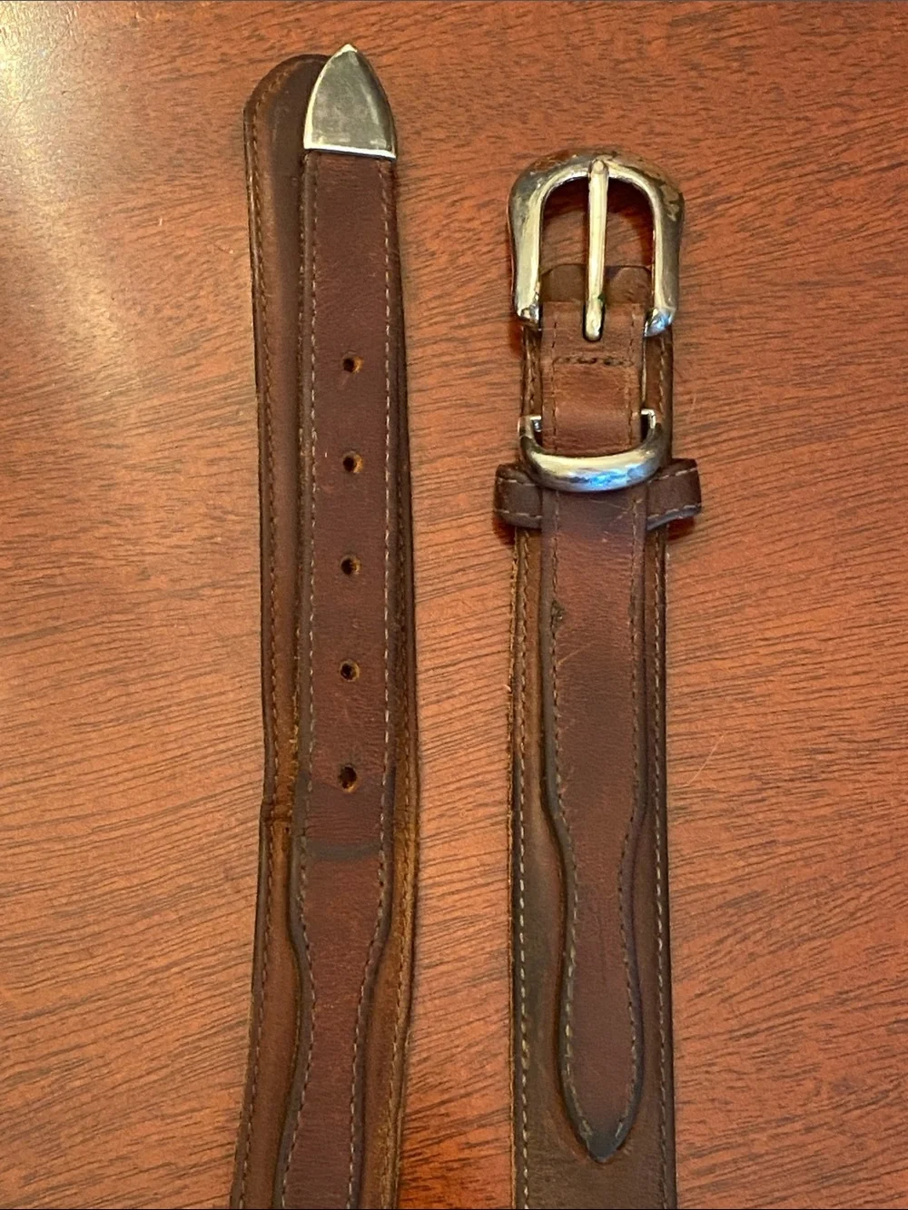 Unisex Brown Leather RANGER Belt with Solid Brass Buckle